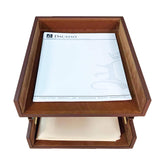 Rustic (Sienna) Brown Leather Letter Tray, Stacking Set, Gold